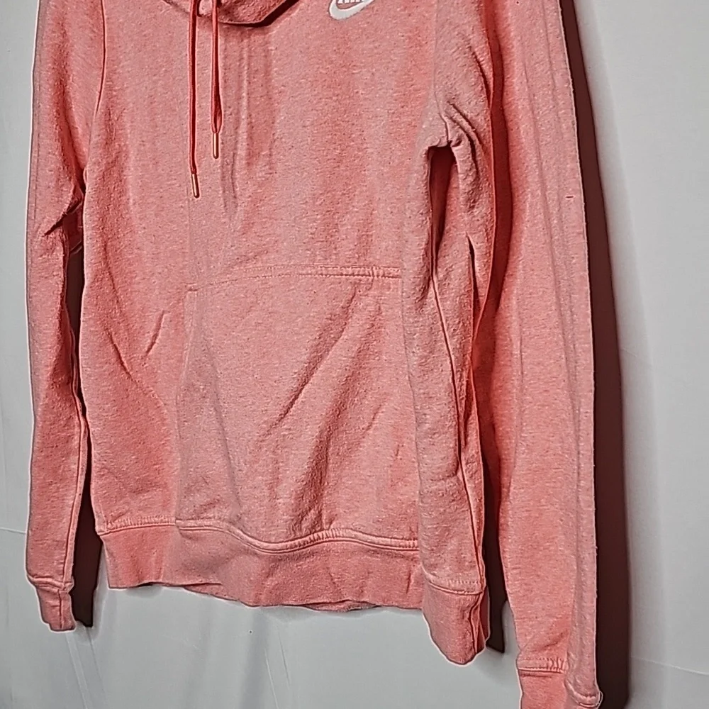 Nike fleece varsity funnel high neck hooded hoodie pink pullover sweatshirt sz M